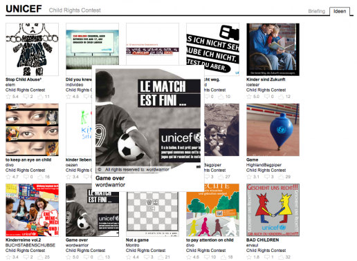Screenshot «UNICEF Child Right» Ideen, Ausschnitt