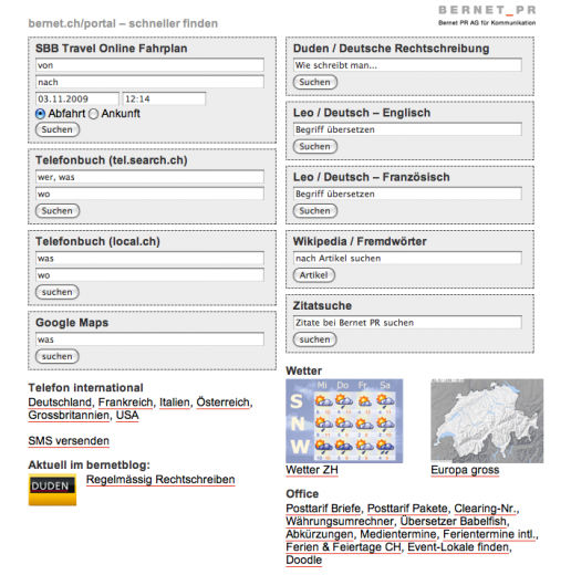 Screenshot www.bernet.ch/portal
