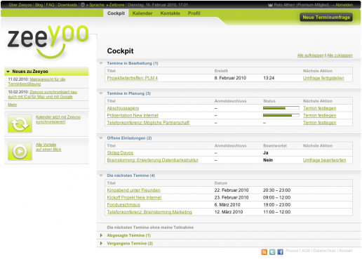 Screenshot Online-Termiplaner Zeeyoo.com