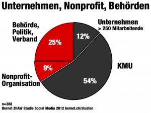 Aufteilung der Stichprobe nach Grossunternehmen 12 % KMU 54 % Nonprofit 7 % Behörde Politik Verbände 25%