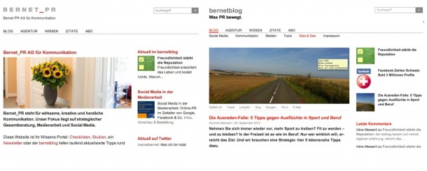 Bernet PR Website und bernetblog nach der Neugestaltung