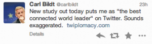 Bild von einem Tweet von Carl Bildt 