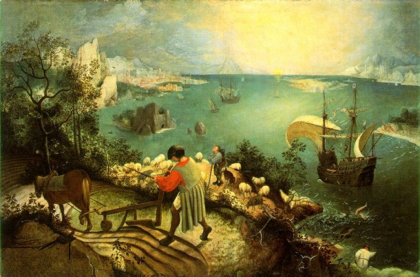 Gemälde Bruegel Pieter der aeltere landschaft mit dem sturz des ikarus