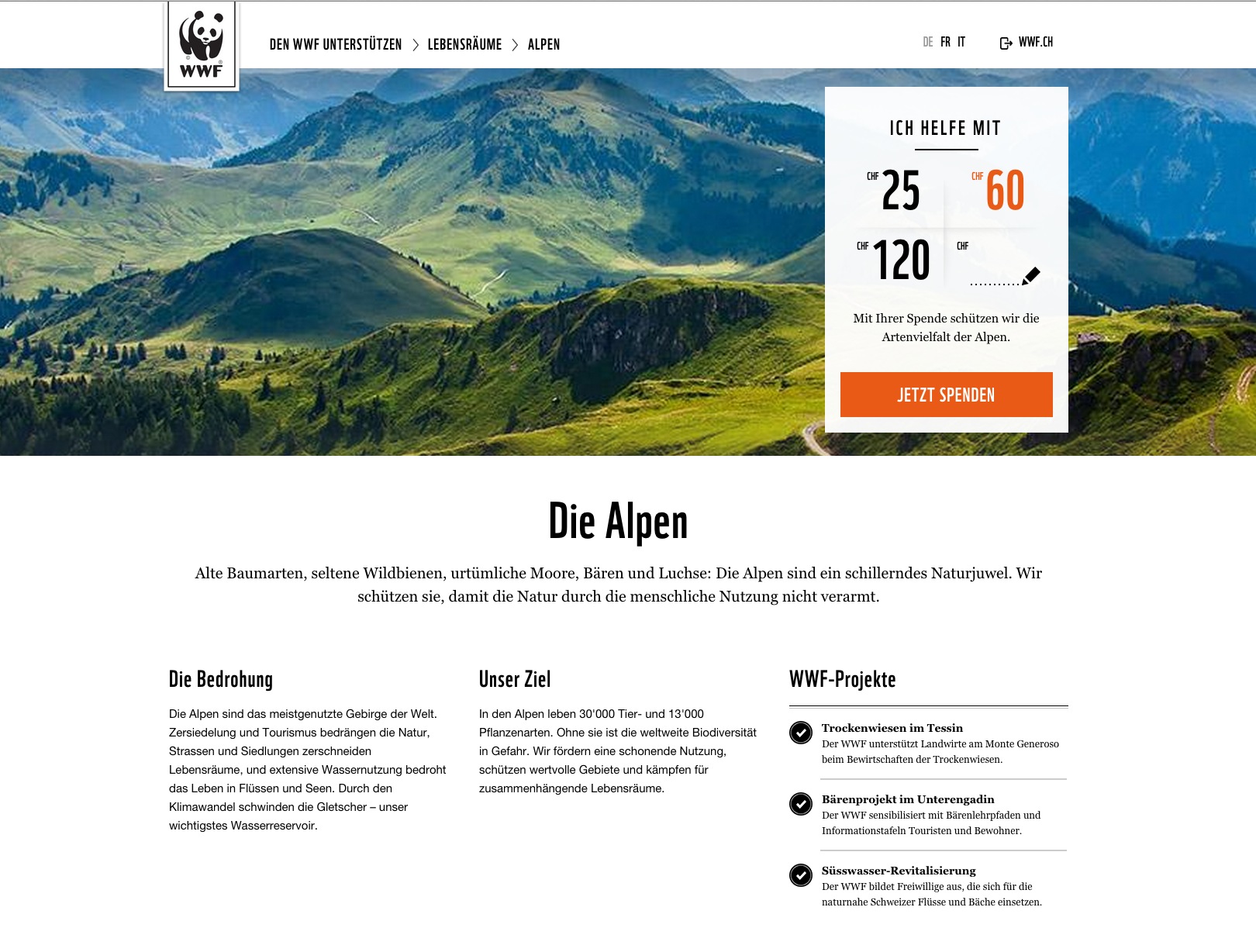 Screenshot WWF Fundraising Portal