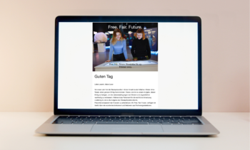 Newsletter für Free. Fair. Future. auf einem Laptop.