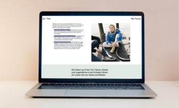 Website für Free. Fair. Future. auf einem Laptop.