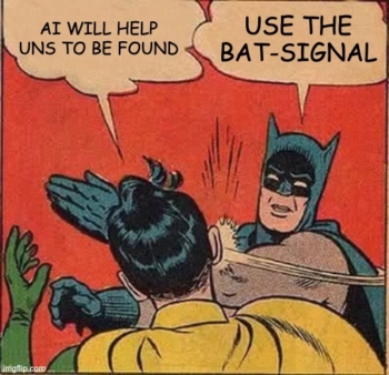 Batman slaps Robin. Robin wants to use AI to be found, Batman will still use the Bat-Signal